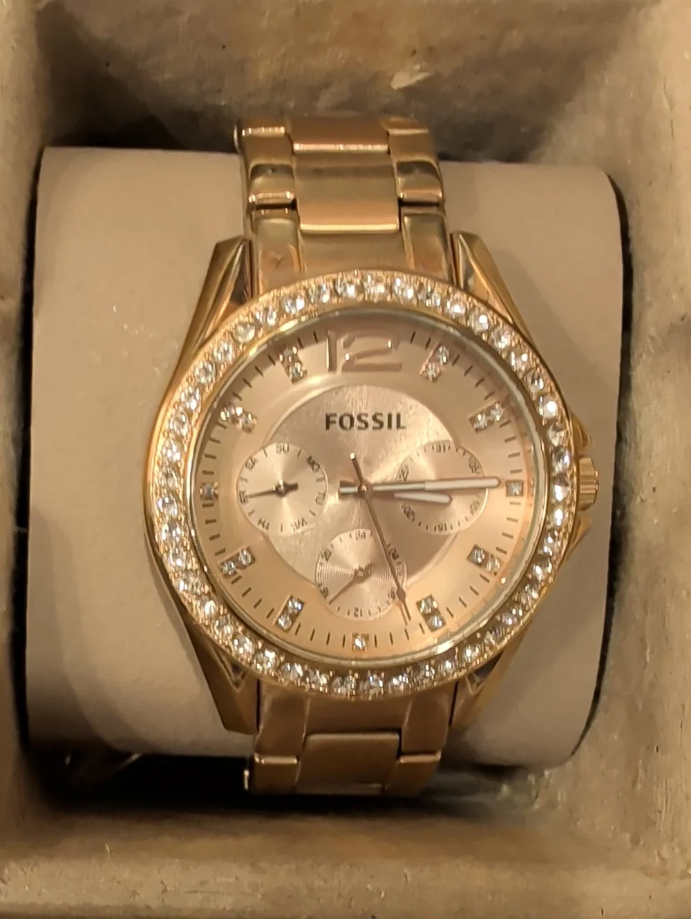 Fossil Riley Multifunction Rose Gold-Tone Stainless Steel Watch (ES2811) NEW